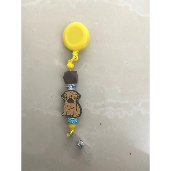 Pug Dog Badge Reel with Rhinestone - Perfect Gift! - Picture 1 of 1